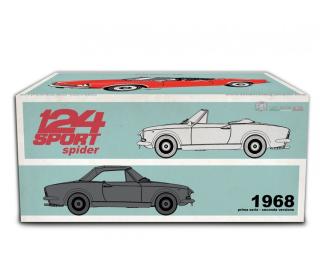 Fiat 124 Sport Spider AS (1438 cc.) 1968 Rosso Laudoracing 1:18 Resinemodell (Türen, Motorhaube... nicht zu öffnen!)